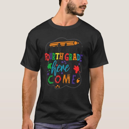 4年生ここで男の子の来女の子を戻す Tシャツ (正面)