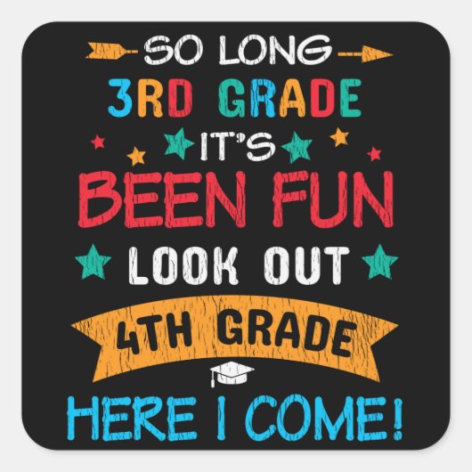 4年生ここで見る私の来新学期キッズ スクエアシール (正面)