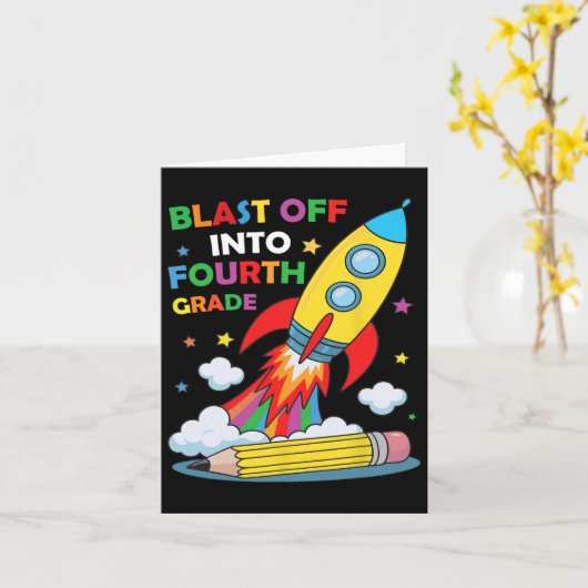 4年生にワクワク！学校初日のワクワク カード (黄色い花)