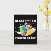 4年生にBlast Offで戻る学校のグラフィックN カード (黄色い花)