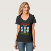 4年生のノーム仲間とくつろぐ先生 クリスマス Tシャツ (正面フル)