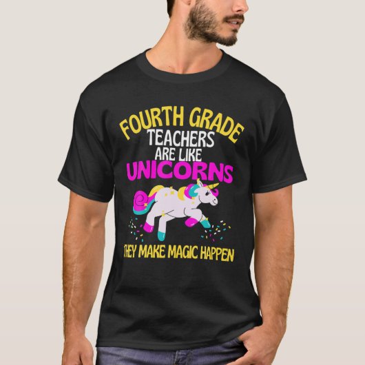 4年生のユニコーン先生は魔法、先生 Tシャツ (正面)