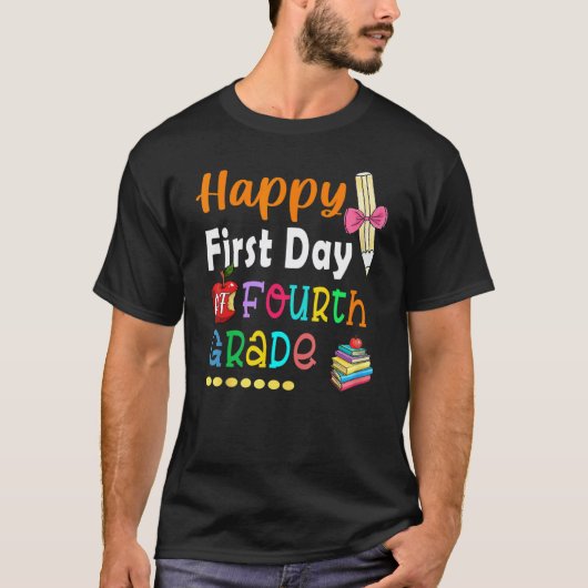 4年生の先生のための楽しい初登校 Tシャツ (正面)