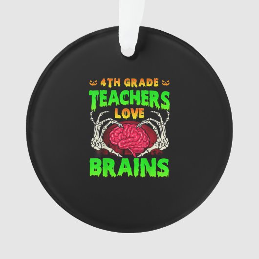 4年生の先生のための頭蓋骨の手とハートのデザイン オーナメント (正面)