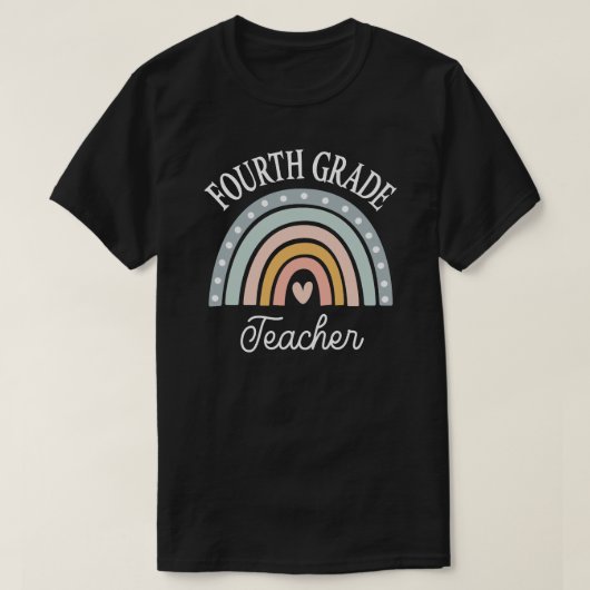 4年生の先生 かわいい虹 Tシャツ (デザイン正面)