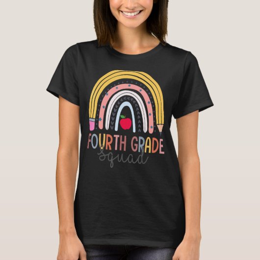 4年生の分隊先生学生レインボー戻る Tシャツ (正面)