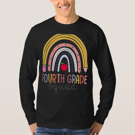 4年生の分隊先生学生レインボー戻る Tシャツ (正面)