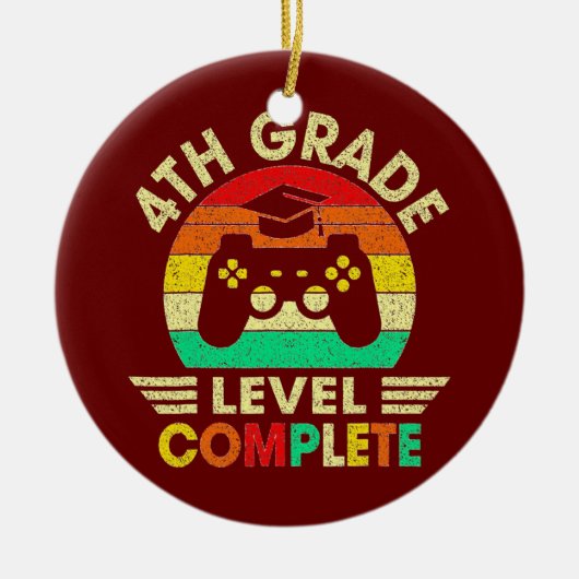 4年生の卒業レベルの完全なビデオゲーム セラミックオーナメント (正面)