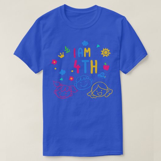 4年生の子供の誕生日子の日の男の子と Tシャツ (デザイン正面)