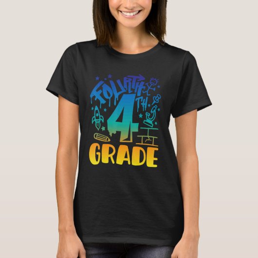 4年生の少年が学校先生初日に戻る Tシャツ (正面)
