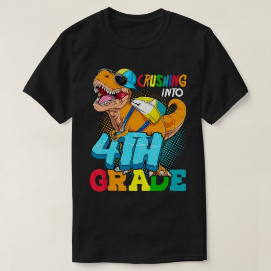 4年生の恐竜の新学期に押し込む Tシャツ (デザイン正面)