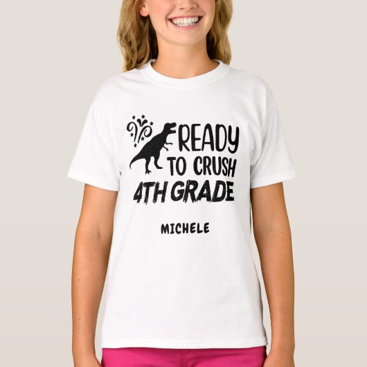 4年生の恐竜を粉砕する準備ができている Tシャツ (正面)