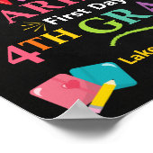 4年生の最初の日のサイン – 女の子4th ポスター (角)