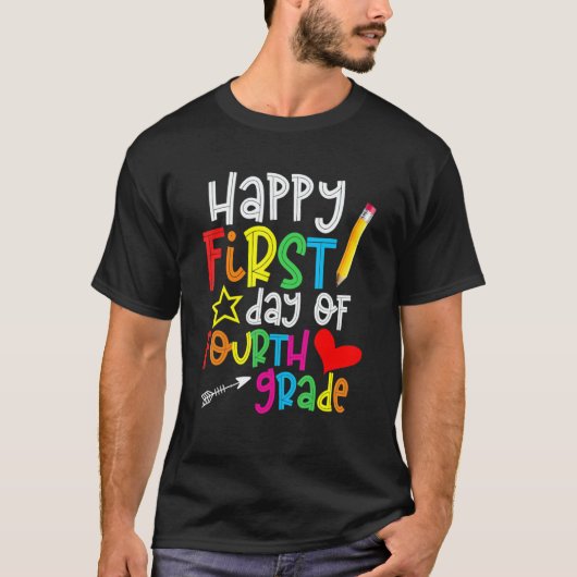 4年生の最初の日先生に戻る学校 Tシャツ (正面)