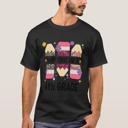4年生の最初の日先生ヒョウ鉛筆バック Tシャツ (正面)
