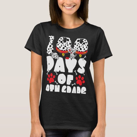 4年生の100日ダルマチア犬キッズ100日 Tシャツ (正面)