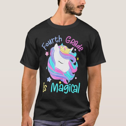 4年生は魔法のユニコーン新学期 Tシャツ (正面)