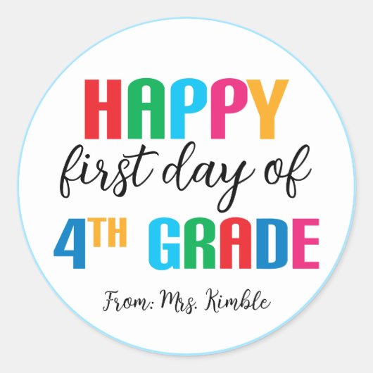 4年生カラフルの学校のシール ラウンドシール (正面)