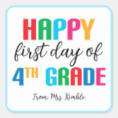 4年生カラフルの学校のステッカー(四角) スクエアシール (正面)