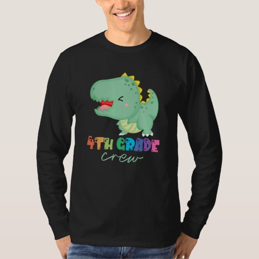 4年生クルーかわいい恐竜の学校Bの初日 Tシャツ (正面)