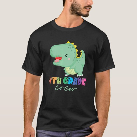 4年生クルーかわいい恐竜の学校Bの初日 Tシャツ (正面)