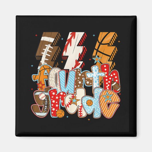 4年生ボーイズ稲妻ボルトフットボール野球Ba マグネット (正面)