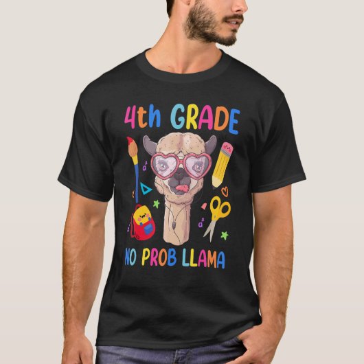 4年生ラマ問題なし子供の最初の日のScho Tシャツ (正面)