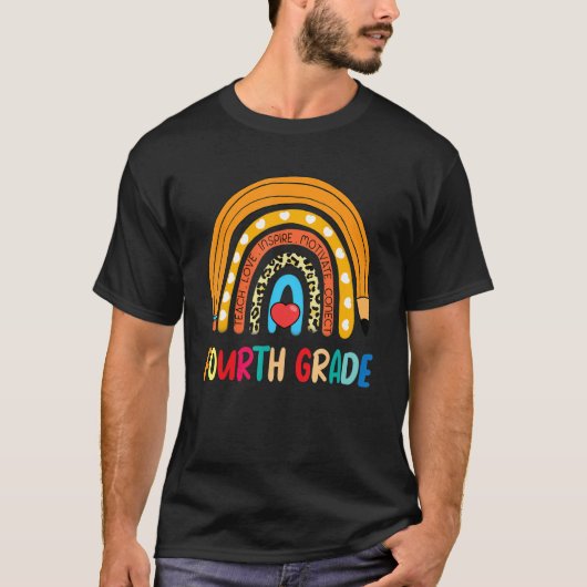4年生レインボーヒョウ印刷先生4thグラ tシャツ (正面)