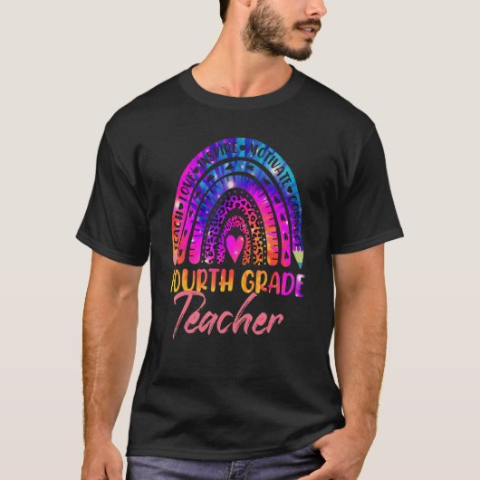 4年生先生ヒョウ虹絞り染め戻る Tシャツ (正面)