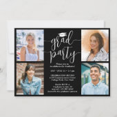 4年生写真共同卒業パーティー白黒 招待状 (裏面)