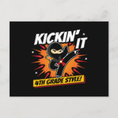 4年生忍者キック初日新学期 ポストカード (正面)