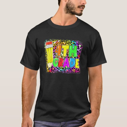 4年生新学期ヒョウ鉛筆先生 Tシャツ (正面)