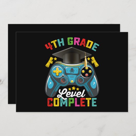 4年生段階の完全卒業式ゲーマー 招待状 (正面/裏面)