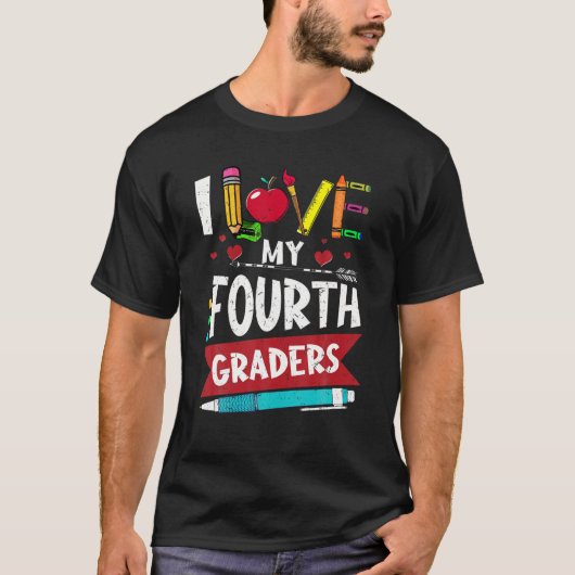 4年生4年生おもしろい先生G大好き Tシャツ (正面)