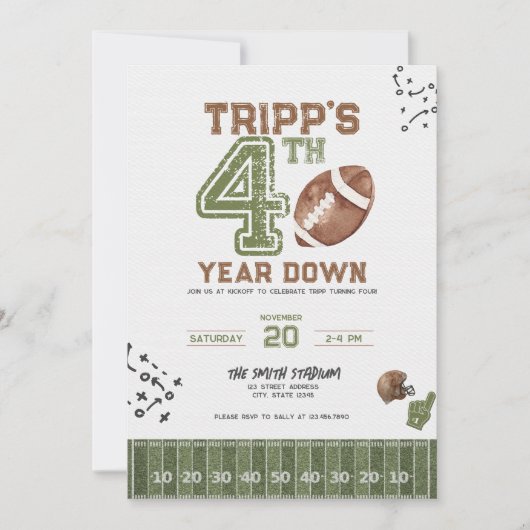 4年生 | 少年フットボール 誕生日招待状 招待状 (正面)