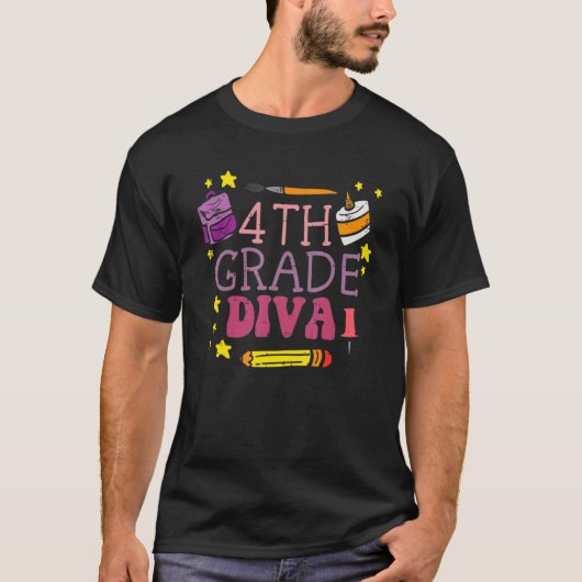 4年生Divaかわいい学校給食の初日 Tシャツ (正面)