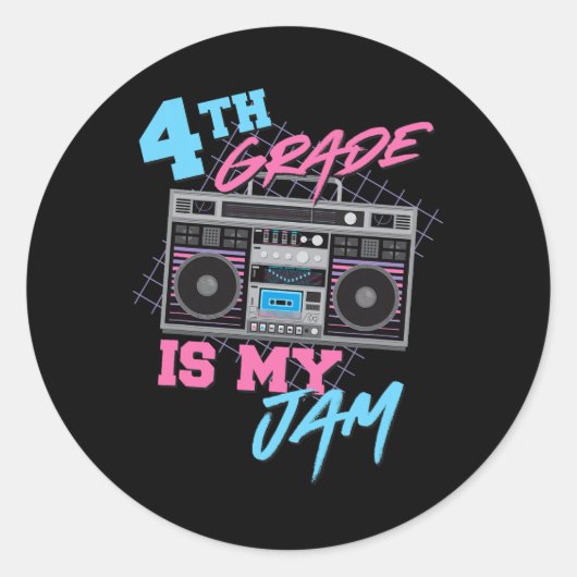 4年生Is My Jam - 80sヴィンテージボックス先生 ラウンドシール (正面)