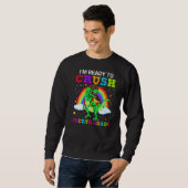 4年生T型恐竜Teeを粉砕する準備ができている スウェットシャツ (正面フル)