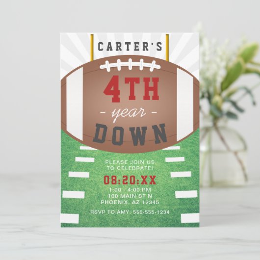 4年目のダウンサッカーテーマ4th誕生日 招待状 (スタンド正面)