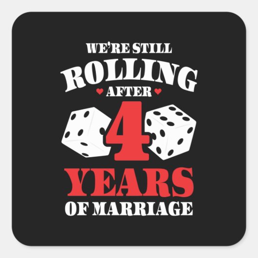 4年目の結婚記念日 面白い ギフト, 結婚4周年 スクエアシール (正面)