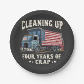 4年間のトランプのごみ侵入のクリーンアップ ペーパープレート (正面)