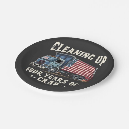 4年間のトランプのごみ侵入のクリーンアップ ペーパープレート (アングル)