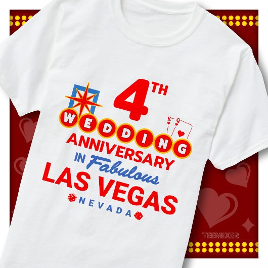 4度目の結婚記念日をラスベガスでお祝いするカップル Tシャツ