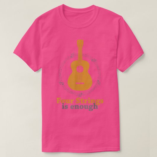4弦で十分ウクレレ選手ギターウクレレ Tシャツ (デザイン正面)