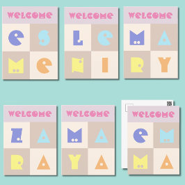 4文字のかわいい女の子の名前のカードおめでとうございます ポストカード