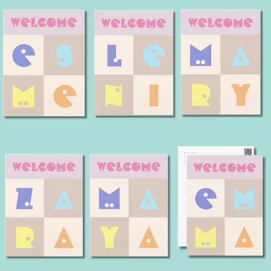 4文字のかわいい女の子の名前のカードおめでとうございます ポストカード