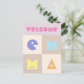 4文字のかわいい女の子の名前のカードおめでとうございます ポストカード (スタンド正面)