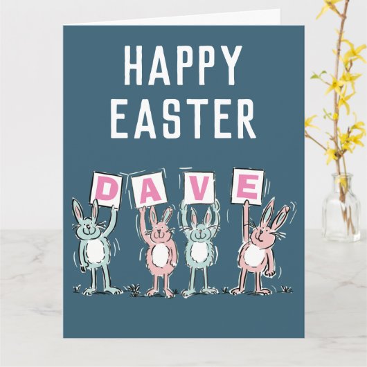 4文字の名前のハッピーイースターカード カード (黄色い花)