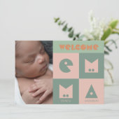 4文字の名前のベビーガール誕生の発表 サンキューカード (スタンド正面)