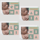 4文字の名前のベビーガール誕生の発表 サンキューカード